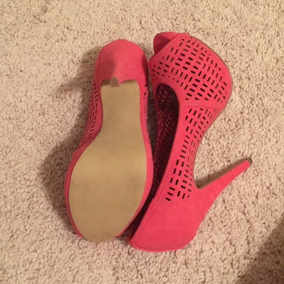 Apt 9 Peep Toe Platform Pink Heels - Picture 4 of 5